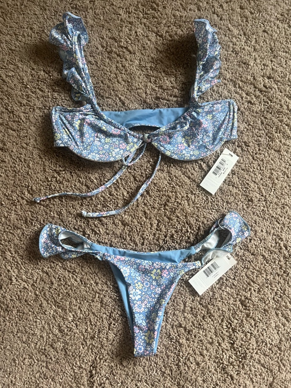 Frankies Bikini’s Floral Ruffle Bikini Set